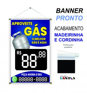 banner pronto tema:  Gás de Cozinha Lona 280g   Brilho Madeira e cordinha 