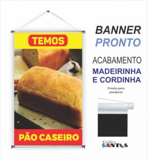 banner pronto tema: Pão Caseiro Lona 280g   Brilho Madeira e cordinha 
