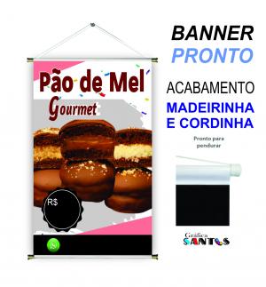 banner pronto tema: Pão de Mel Lona 280g   Brilho Madeira e cordinha 