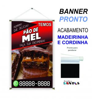 banner pronto tema: Pão de Mel Lona 280g   Brilho Madeira e cordinha 