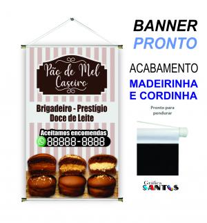 banner pronto tema: Pão de Mel Lona 280g   Brilho Madeira e cordinha 