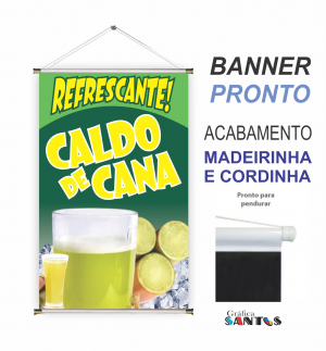 banner pronto tema: Pastel e Caldo de Cana Lona 280g   Brilho Madeira e cordinha 