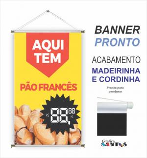 banner pronto tema: Pão Francês Lona 280g   Brilho Madeira e cordinha 