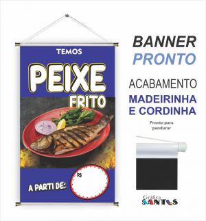 banner pronto tema: Peixe Frito Lona 280g   Brilho Madeira e cordinha 