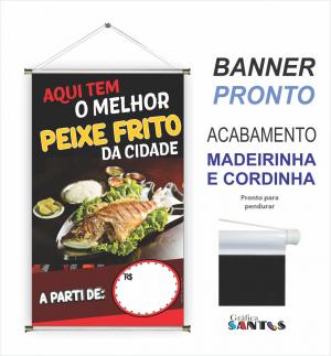 banner pronto tema: Peixe Frito Lona 280g   Brilho Madeira e cordinha 