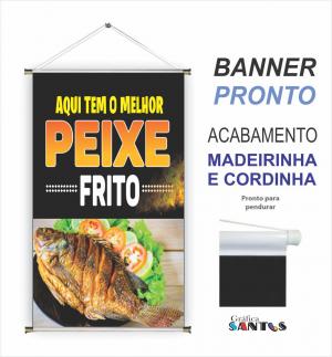 banner pronto tema: Peixe Frito Lona 280g   Brilho Madeira e cordinha 