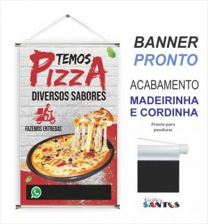 banner pronto tema: Pizza Lona 280g   Brilho Madeira e cordinha 