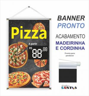 banner pronto tema: Pizza Lona 280g   Brilho Madeira e cordinha 