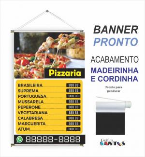 banner pronto tema: Pizza Lona 280g   Brilho Madeira e cordinha 