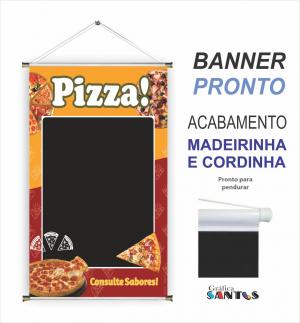 banner pronto tema: Pizza Lona 280g   Brilho Madeira e cordinha 