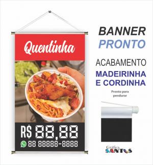 banner pronto tema: Quentinha Lona 280g   Brilho Madeira e cordinha 