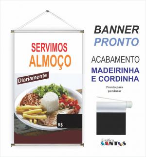 banner pronto tema: Almoço Lona 280g   Brilho Madeira e cordinha 