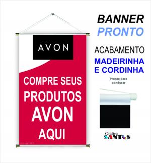 banner pronto tema: Revendedora Avon Lona 280g   Brilho Madeira e cordinha 