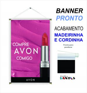banner pronto tema: Revendedora Avon Lona 280g   Brilho Madeira e cordinha 