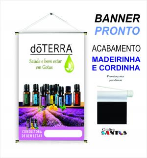 banner pronto tema: Revendedora doTerra Lona 280g   Brilho Madeira e cordinha 