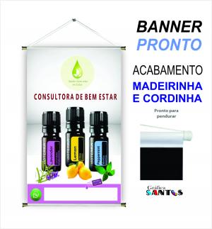 banner pronto tema: Revendedora doTerra Lona 280g   Brilho Madeira e cordinha 