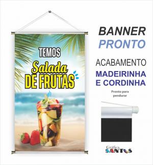 banner pronto tema: Salada de Fruta Lona 280g   Brilho Madeira e cordinha 