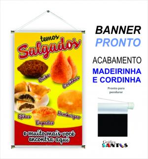 banner pronto tema: Salgado Lona 280g   Brilho Madeira e cordinha 