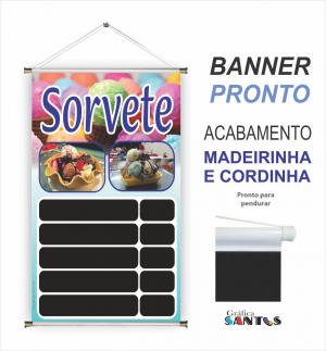 banner pronto tema: Sorvete Lona 280g   Brilho Madeira e cordinha 