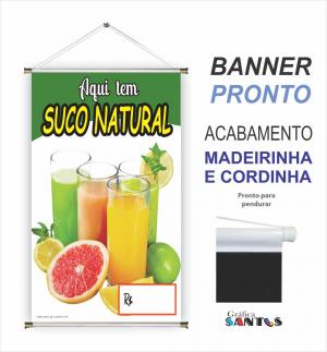 banner pronto tema:  Sucos e Vitaminas Lona 280g   Brilho Madeira e cordinha 