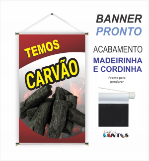 banner pronto tema: Temos Carvão Lona 280g   Brilho Madeira e cordinha 