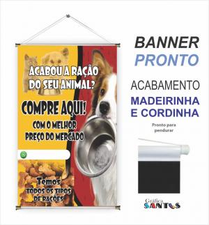 banner pronto tema: Temos Rações Lona 280g   Brilho Madeira e cordinha 
