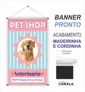 banner pronto tema: Veterinário Lona 280g   Brilho Madeira e cordinha 