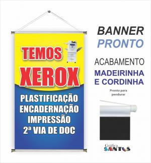 banner pronto tema:  Xerox Lona 280g   Brilho Madeira e cordinha 