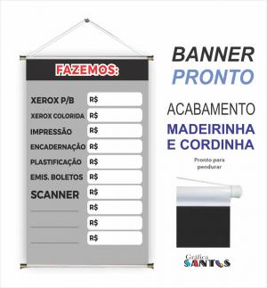 banner pronto tema:  Xerox Lona 280g   Brilho Madeira e cordinha 