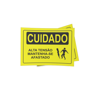 Placa Sinalizaçao tema cuidado eletricidade PLC13 PVC 1MM    COM FITA DUPLAFACE 